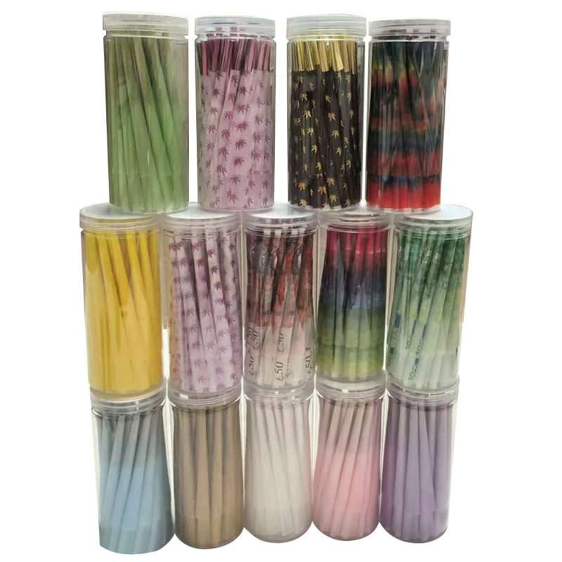 50-Count Pre-Rolled Cones - 110mm Wood Pulp Rolling Papers in Colorful Jars