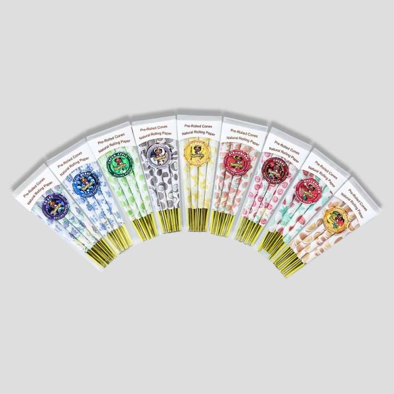 HONEYPUFF 4.3-inch tropical fruit pre-rolled cones with gold tips – assorted flavors