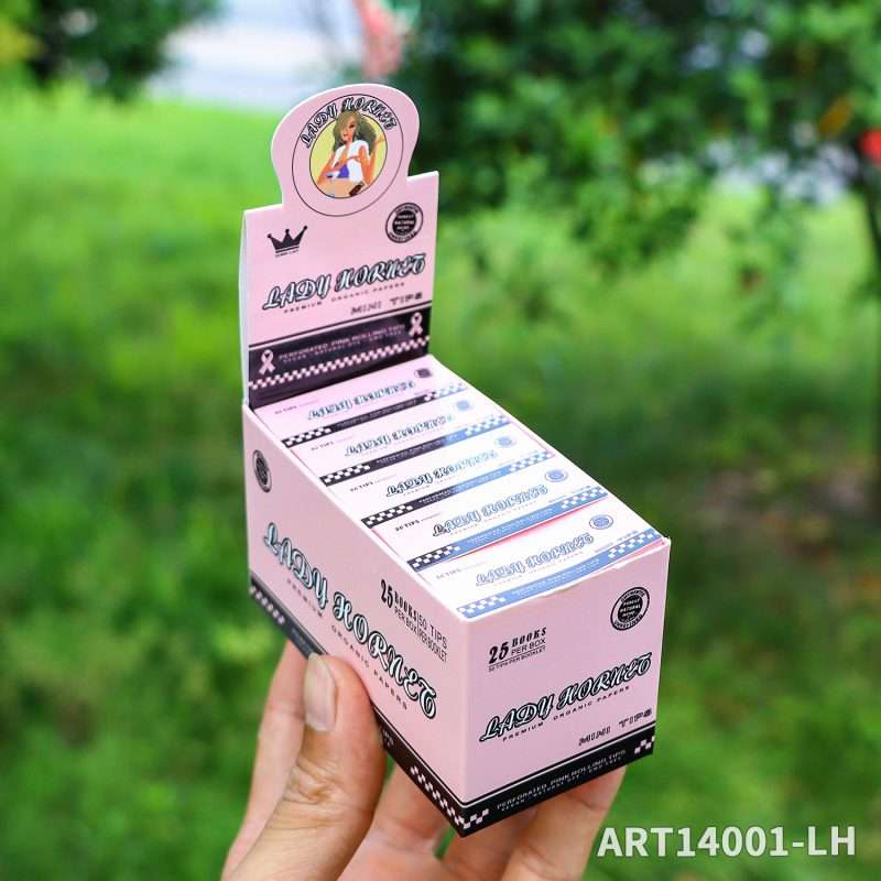 LADY HORNET pink filter papers box - 45MM rolling paper filters, 25 booklets x 50 sheets