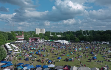 This sprawling music festival crowd uses Honeypuff rolling paper cones to set the stylish vibe.